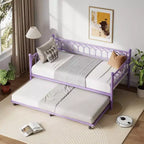 Cadre de lit de repos Acekool double avec lit gigogne, lit-canapé plateforme en métal avec station de recharge, lit d'appoint peu encombrant pour chambre, salon