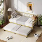 Cadre de lit de repos Acekool double avec lit gigogne, lit-canapé plateforme en métal avec station de recharge, lit d'appoint peu encombrant pour chambre, salon