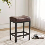 Lot de 2 tabourets de bar rembourrés pivotants et réglables en hauteur Okak avec repose-pieds, chaises de comptoir sans accoudoirs en cuir PU pour salles à manger