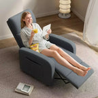 Fauteuil inclinable adulte confortable - Manuel, réglable, avec haut dossier, accoudoirs larges et poche latérale pour salon et cinéma maison