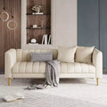 COZONY 78 Faux Leather Sofa Couch with Deep Seats, 3-Seater Modern Sofa with Pillows & Wood Legs for Living Room