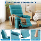GustoWave Fauteuil inclinable manuel en tissu avec poche latérale, canapé simple réglable avec support dorsal ergonomique pour chambre d'enfant