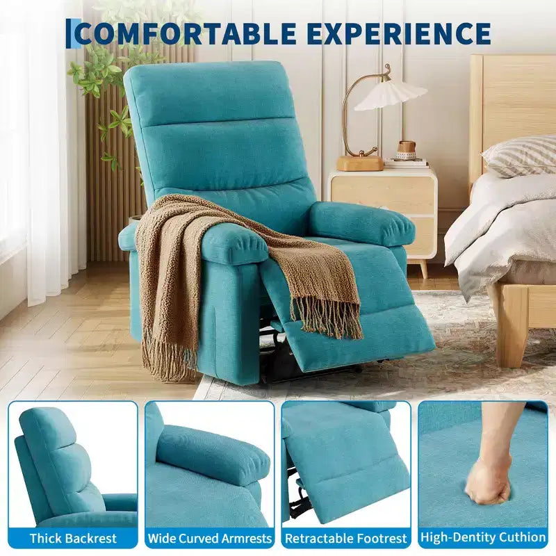 GustoWave Fauteuil inclinable manuel en tissu avec poche latérale, canapé simple réglable avec support dorsal ergonomique pour chambre d'enfant