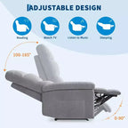 GustoWave Fauteuil inclinable manuel en tissu avec poche latérale, canapé simple réglable avec support dorsal ergonomique pour chambre d'enfant