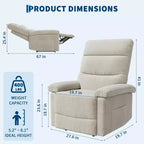 GustoWave Fauteuil inclinable manuel en tissu avec poche latérale, canapé simple réglable avec support dorsal ergonomique pour chambre d'enfant