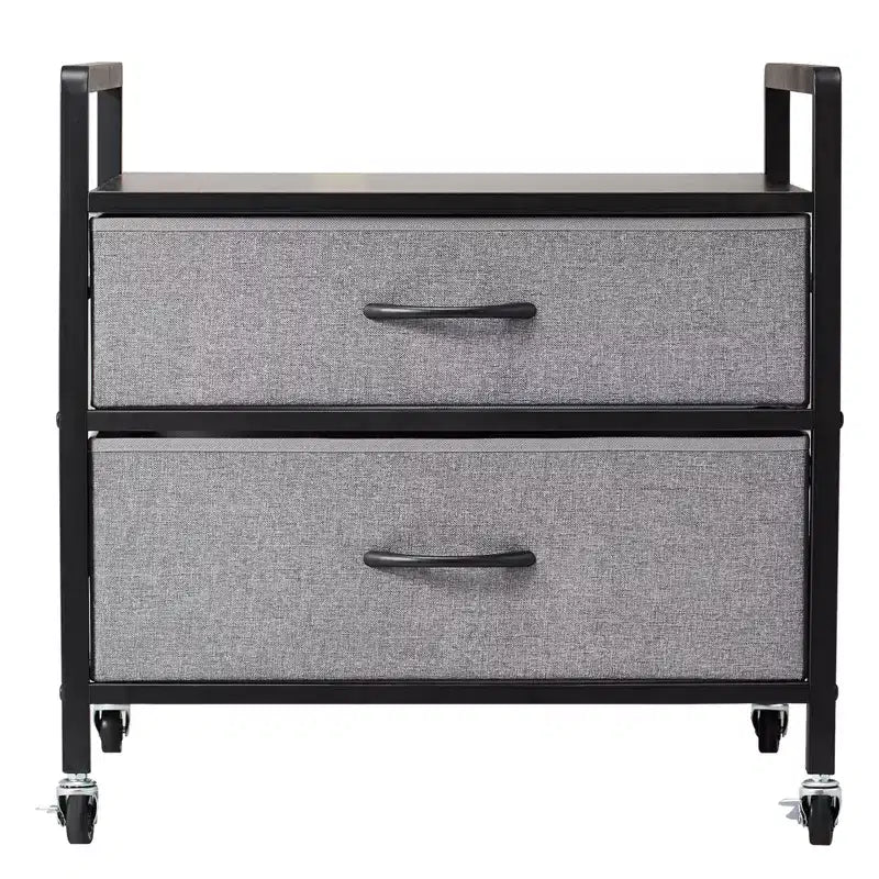 VEVOR Mini Fridge Stand with Storage, 176 lb-Capacity Mini Fridge Table with 2 Drawers & 4 Swivel Wheels, Mobile Mini Fridge Shelf, Gray