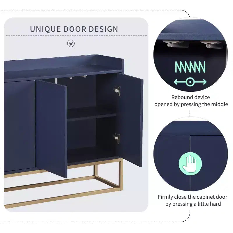 GDFStudio Truda - Buffet moderne de 120 cm avec étagères réglables et pieds en métal doré