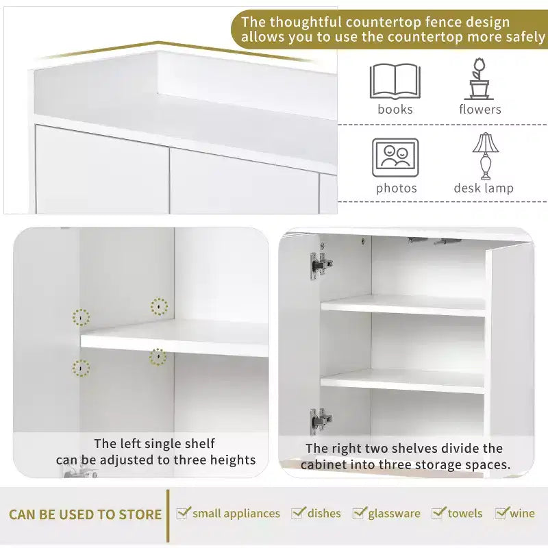 GDFStudio Truda - Buffet moderne de 120 cm avec étagères réglables et pieds en métal doré