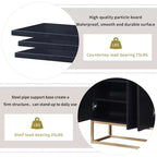 GDFStudio Truda - Buffet moderne de 120 cm avec étagères réglables et pieds en métal doré