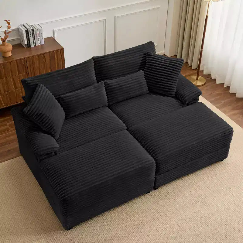 Ensemble de double chaise longue Whisen avec pouf réversible et rangement