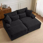 Ensemble de double chaise longue Whisen avec pouf réversible et rangement