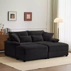 Ensemble de double chaise longue Whisen avec pouf réversible et rangement