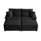 Ensemble de double chaise longue Whisen avec pouf réversible et rangement