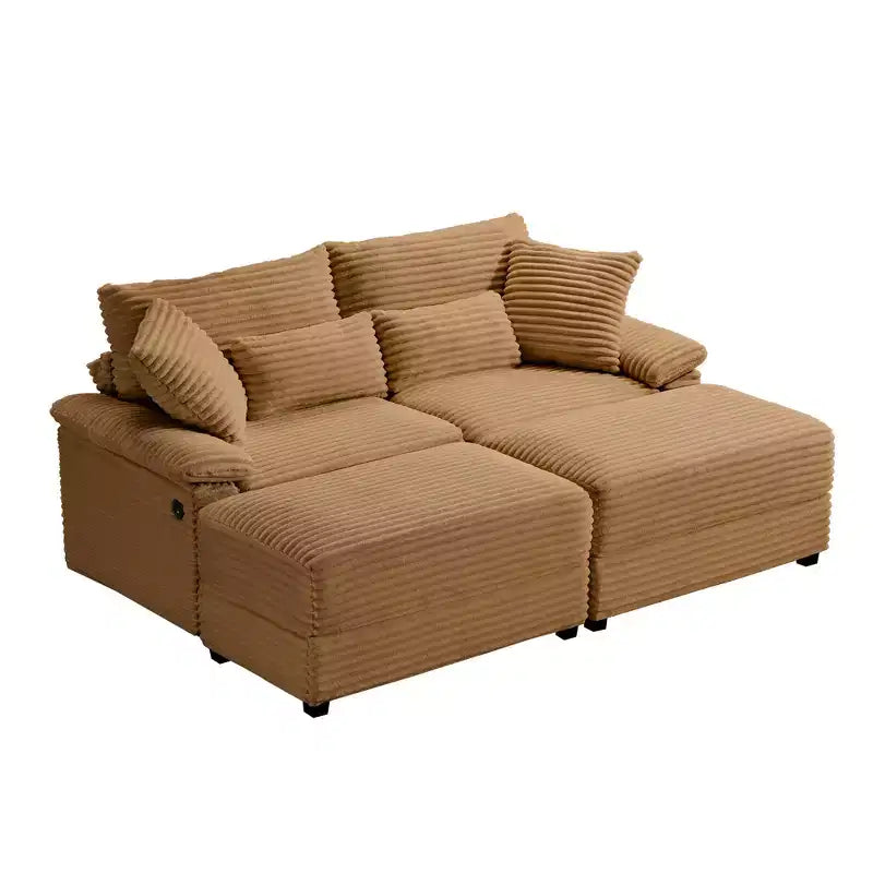 Ensemble de double chaise longue Whisen avec pouf réversible et rangement