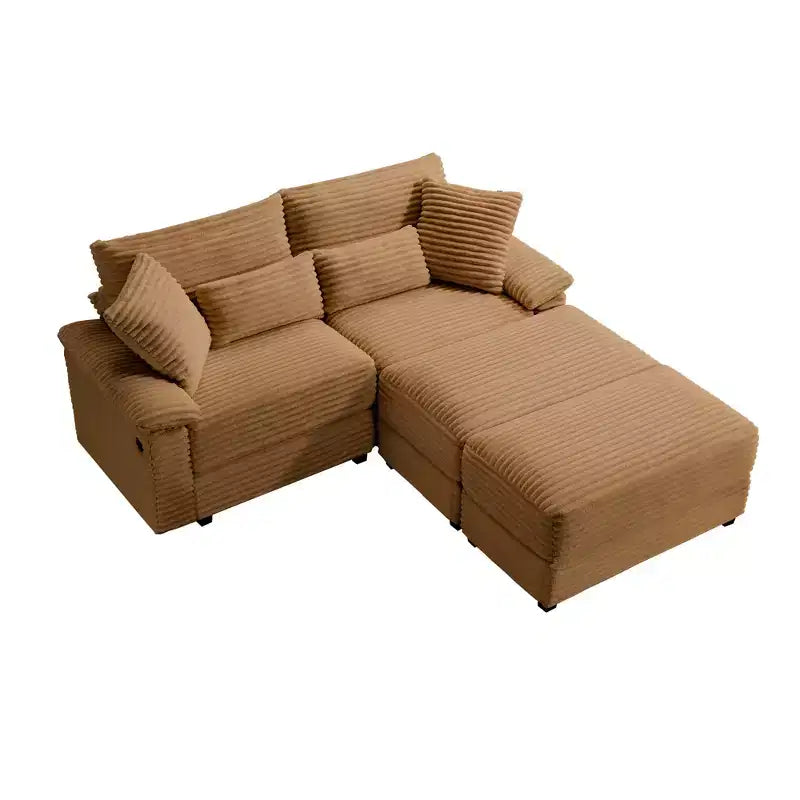 Ensemble de double chaise longue Whisen avec pouf réversible et rangement