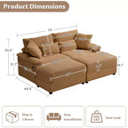 Ensemble de double chaise longue Whisen avec pouf réversible et rangement