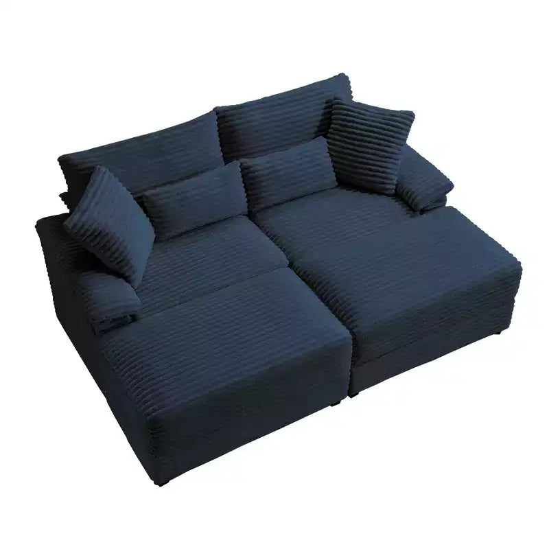 Ensemble de double chaise longue Whisen avec pouf réversible et rangement
