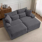 Ensemble de double chaise longue Whisen avec pouf réversible et rangement
