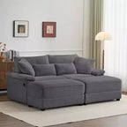 Ensemble de double chaise longue Whisen avec pouf réversible et rangement