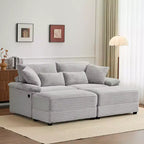 Ensemble de double chaise longue Whisen avec pouf réversible et rangement