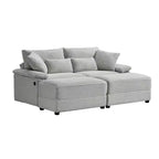 Ensemble de double chaise longue Whisen avec pouf réversible et rangement