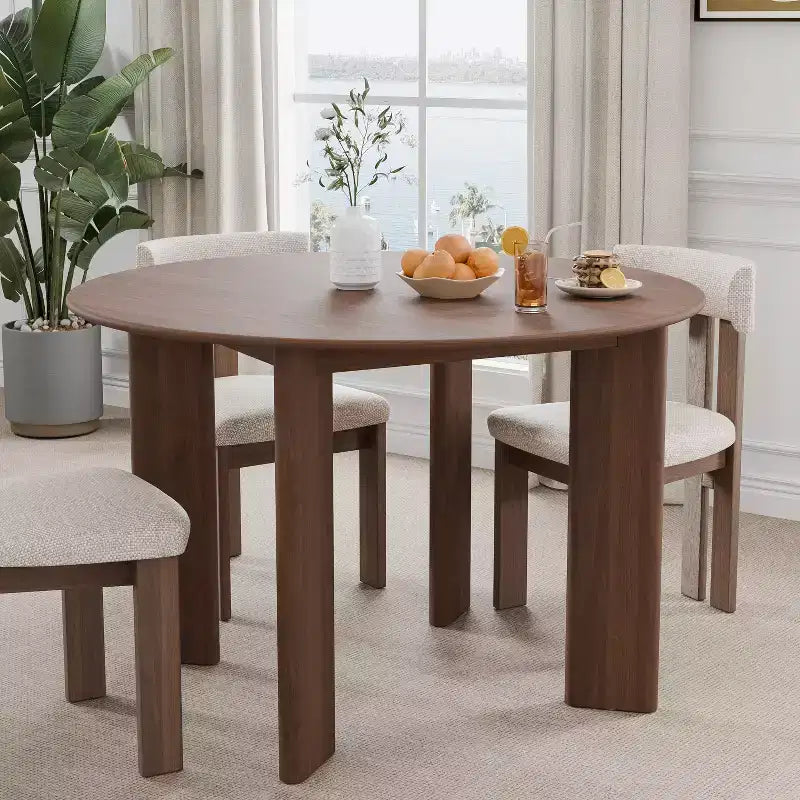 MAYEERTY 45 Table de salle à manger ronde en bois pour 4, table de cuisine et de salle à manger moderne de style campagnard