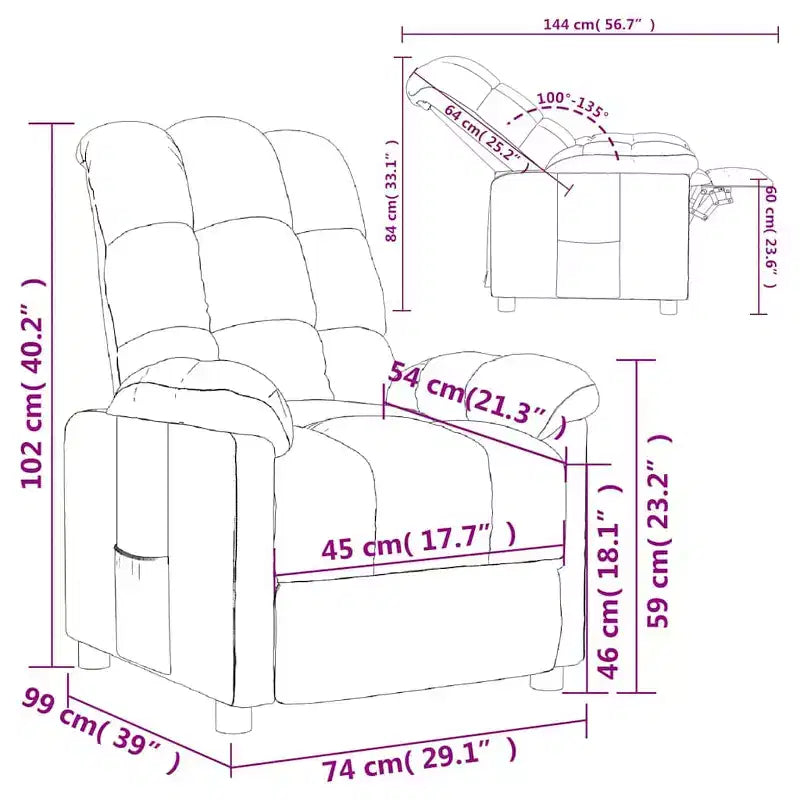 Fauteuil inclinable CLIHOME avec dossier et repose-pieds réglables, fauteuil de salon moderne avec siège épais rembourré pour le salon et la chambre à coucher