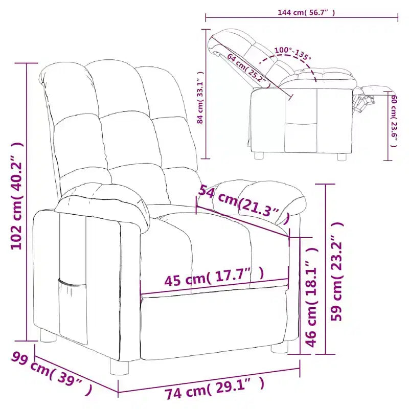 Fauteuil inclinable CLIHOME avec dossier et repose-pieds réglables, fauteuil de salon moderne avec siège épais rembourré pour le salon et la chambre à coucher