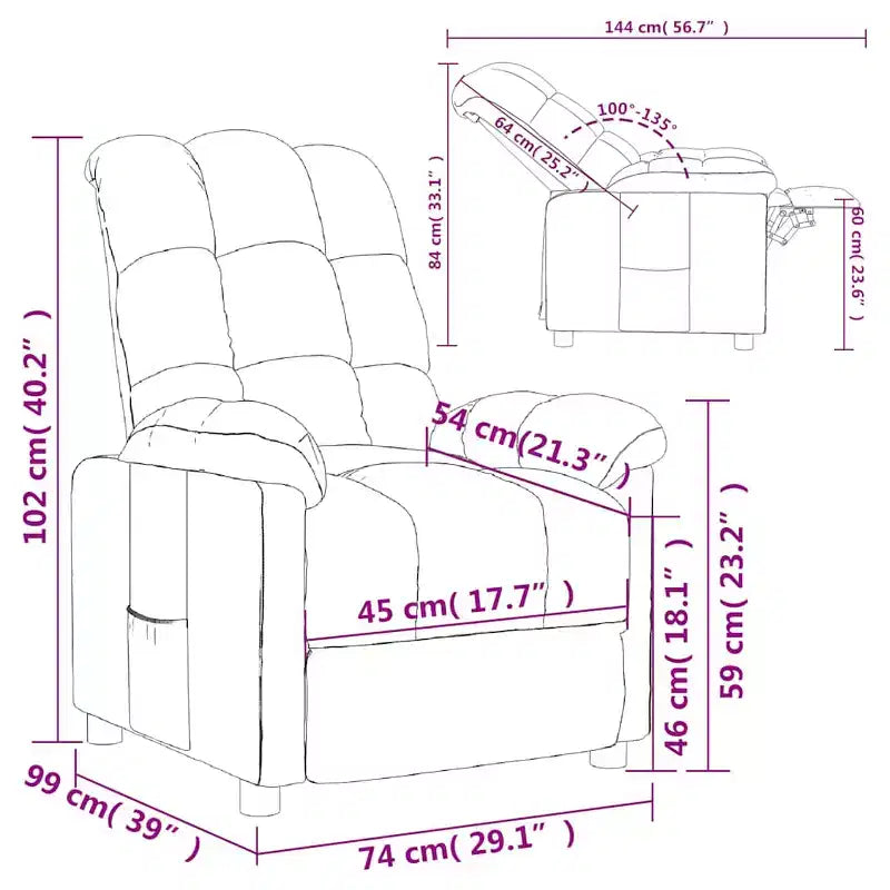 Fauteuil inclinable CLIHOME avec dossier et repose-pieds réglables, fauteuil de salon moderne avec siège épais rembourré pour le salon et la chambre à coucher