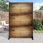 MAYEERTY 72 inch Room Divider with Galvanized Frame Wood Gain Privacy Screen Garden Fence Patio Brown