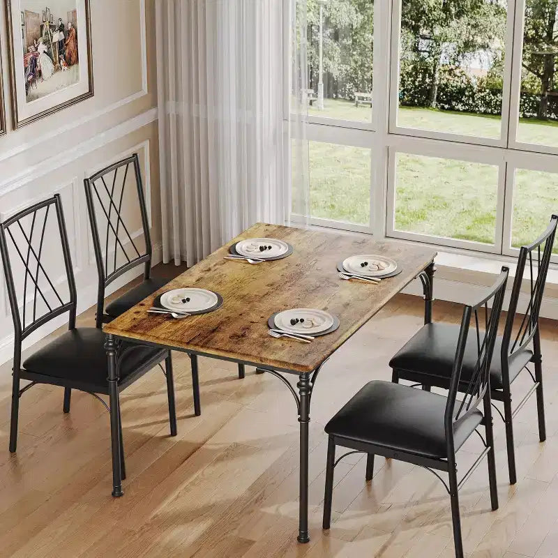 Ensemble de table à manger 5 pièces COZONY avec 4 chaises, table à manger rectangulaire et chaises rembourrées pour la cuisine, la salle à manger ou le coin petit-déjeuner