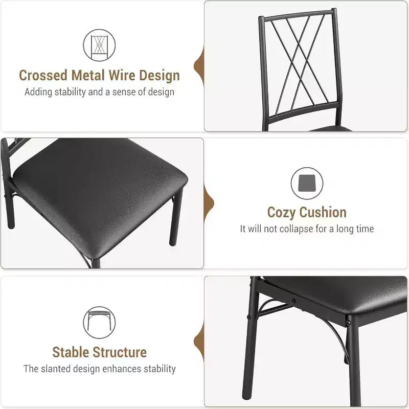 Ensemble de table à manger 5 pièces COZONY avec 4 chaises, table à manger rectangulaire et chaises rembourrées pour la cuisine, la salle à manger ou le coin petit-déjeuner