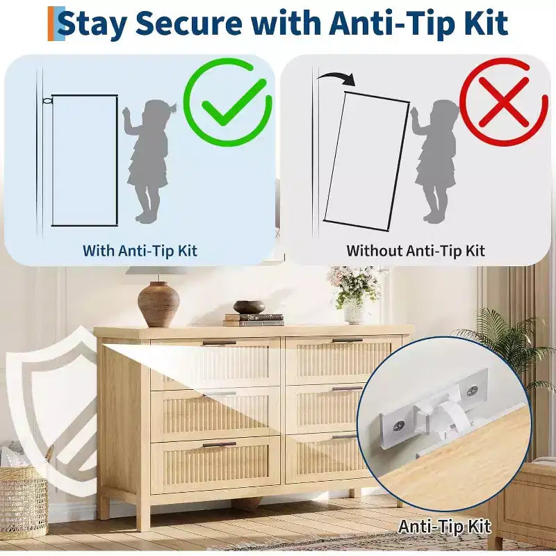 Commode cannelée pour chambre à coucher avec 6 tiroirs, commode moderne, commode en bois meuble TV, organisateur de rangement de vêtements pour salon, couloir