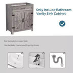 Meuble lavabo Karl Home 76 cm avec porte de grange en noyer et étagère en U, sans évier ni plan de travail