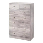 Commode Karl Home 7 tiroirs en panneaux de particules gris, 66 cm de large