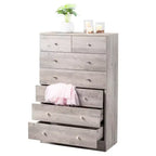 Commode Karl Home 7 tiroirs en panneaux de particules gris, 66 cm de large