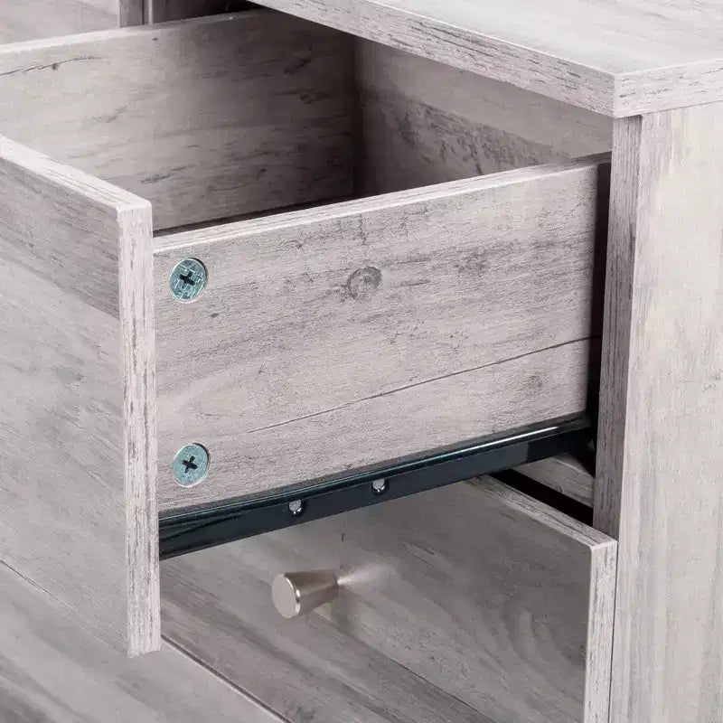 Commode Karl Home 7 tiroirs en panneaux de particules gris, 66 cm de large