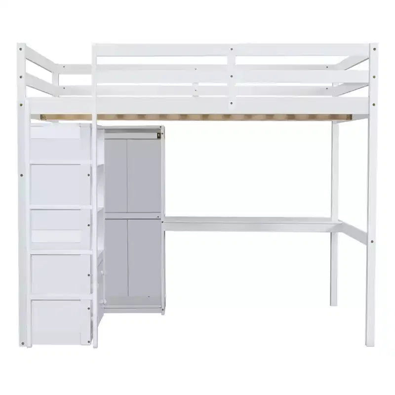 Lit mezzanine pleine grandeur avec armoire et bureau, lit mezzanine haut en bois avec tiroirs de rangement et étagères pour adultes, enfants et adolescents