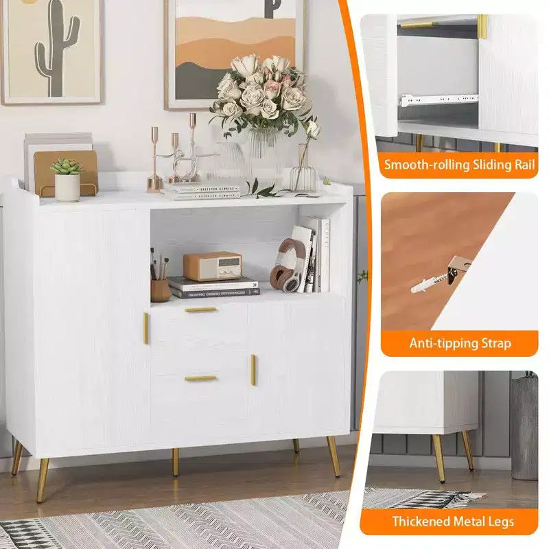 Bahut de buffet avec tiroirs de 2 ensembles, 40 armoires de rangement de buffet de buffet avec étagères et portes