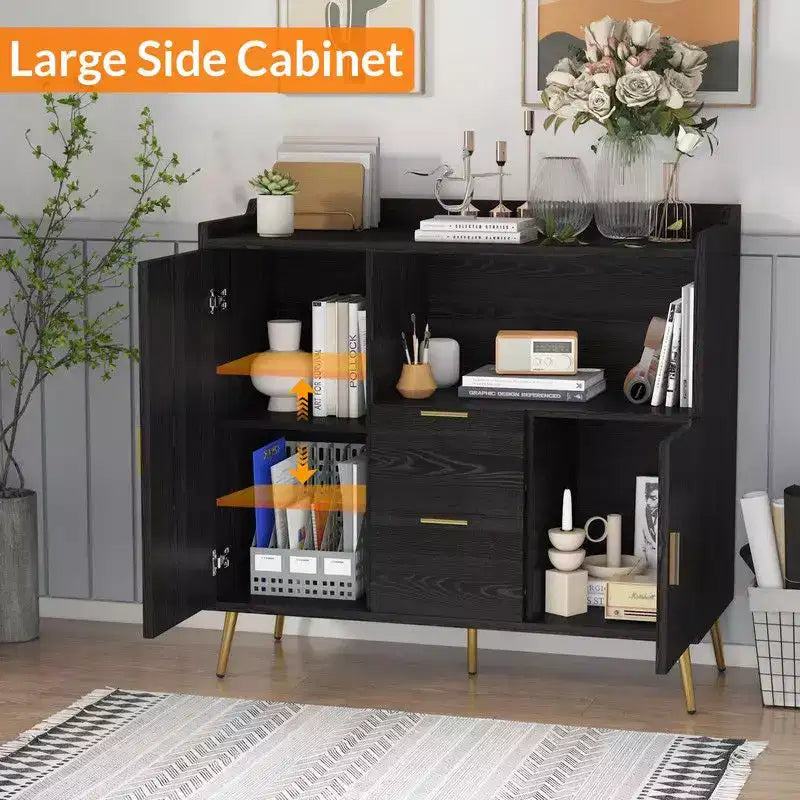 Bahut de buffet avec tiroirs de 2 ensembles, 40 armoires de rangement de buffet de buffet avec étagères et portes