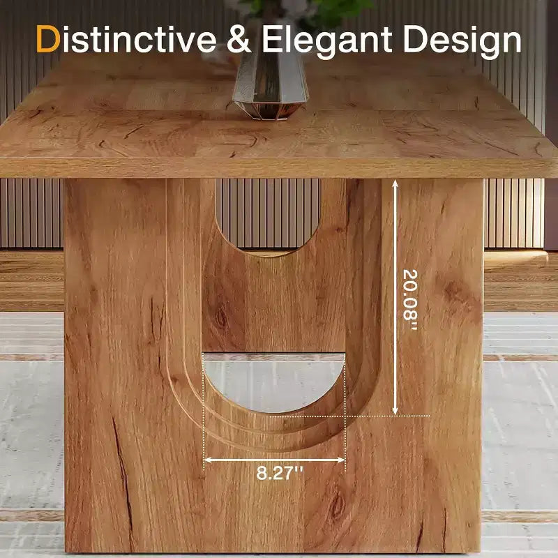 Table à manger moderne Lantine pour 6 personnes, grande table de cuisine de 180 cm avec base piédestal en bois, pour cuisine, salle à manger, salon