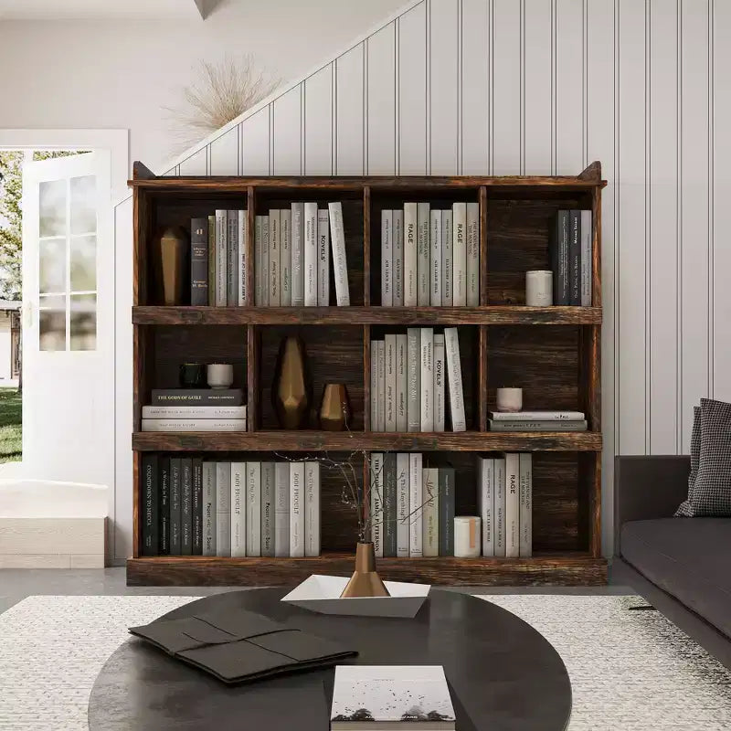 Bibliothèque à 3 étagères en bois expresso, 120 cm de hauteur, AndMakers
