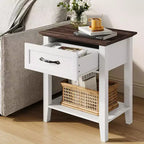2 tables de chevet, tables d'appoint avec tiroir, tables d'appoint pour salon, tables de chevet à 2 étagères de rangement pour bureau, chambre à coucher, dortoir, blanc