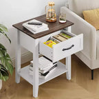 2 tables de chevet, tables d'appoint avec tiroir, tables d'appoint pour salon, tables de chevet à 2 étagères de rangement pour bureau, chambre à coucher, dortoir, blanc