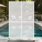 MAYEERTY 7247 in Metal Outdoor Patio Privacy Screen Freestanding Room Divider Partition for Indoor, White