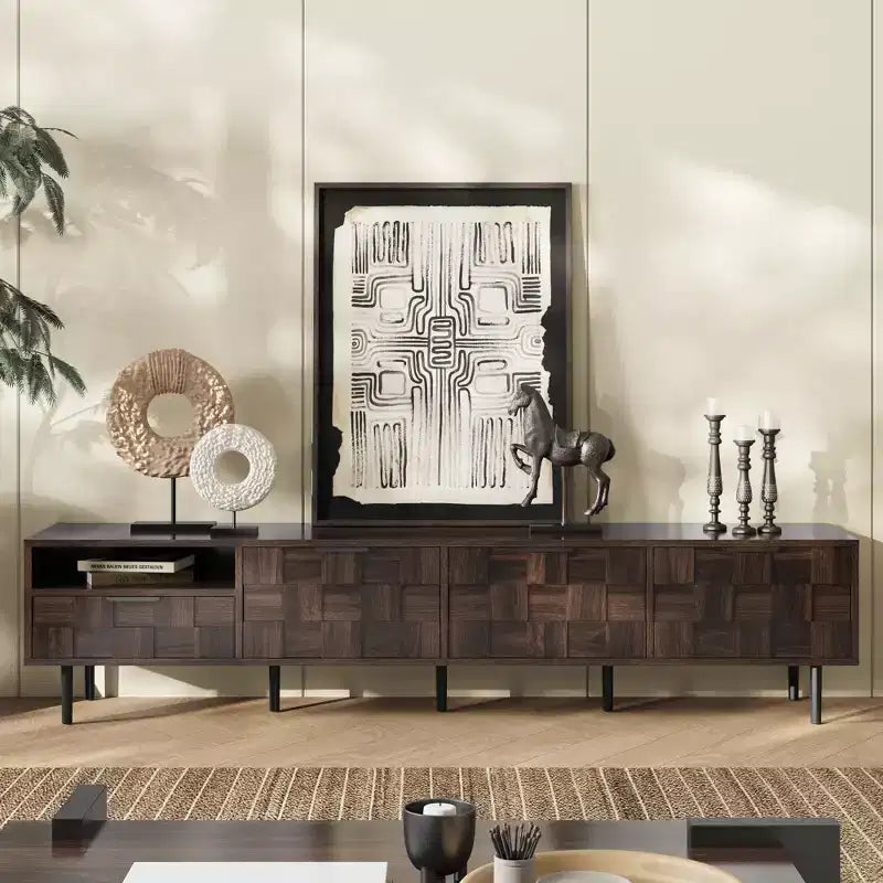 Meuble TV Bestier 78 de style moderne du milieu du siècle pour téléviseurs de plus de 65 pouces, console TV avec armoires de rangement pour salon, meuble de rangement de centre de divertissement