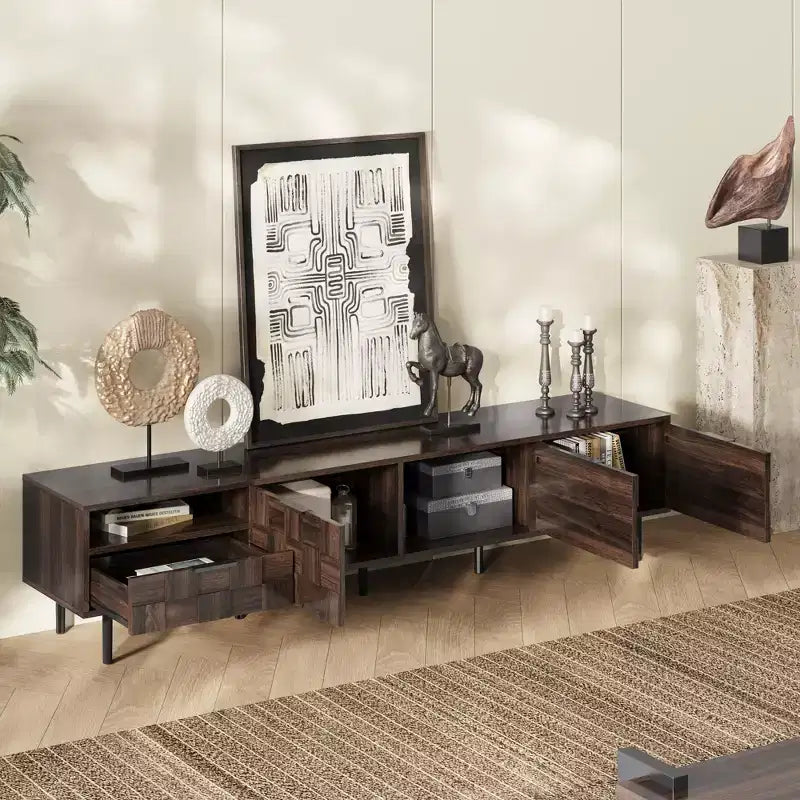 Meuble TV Bestier 78 de style moderne du milieu du siècle pour téléviseurs de plus de 65 pouces, console TV avec armoires de rangement pour salon, meuble de rangement de centre de divertissement
