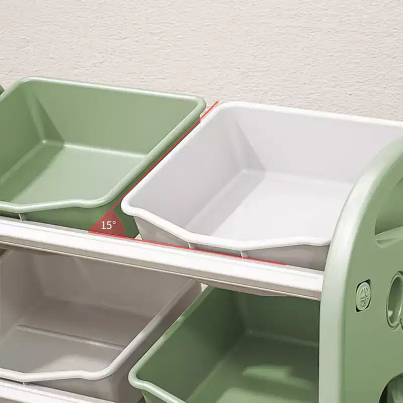 Meuble de rangement pour jouets pour enfants avec 6 bacs, organisateur de chambre d'enfant multifonctionnel, ensemble de meubles de rangement pour salle de jeux, chambre à coucher, salon, vert