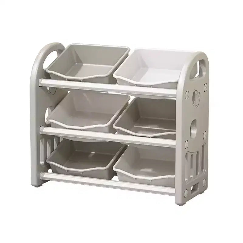 Organisateur de rangement pour jouets pour enfants avec 6 bacs, ensemble de meubles de rangement pour chambre d'enfant multifonctionnel, armoire de rangement pour jouets gris