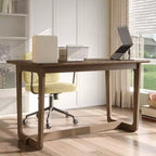 Famapy Mid-Century Solid Rubber Wood Home Office Desk with Rounded Corners,Modern Writing Desk,Minimalist Writing & Computer Workstation Desk